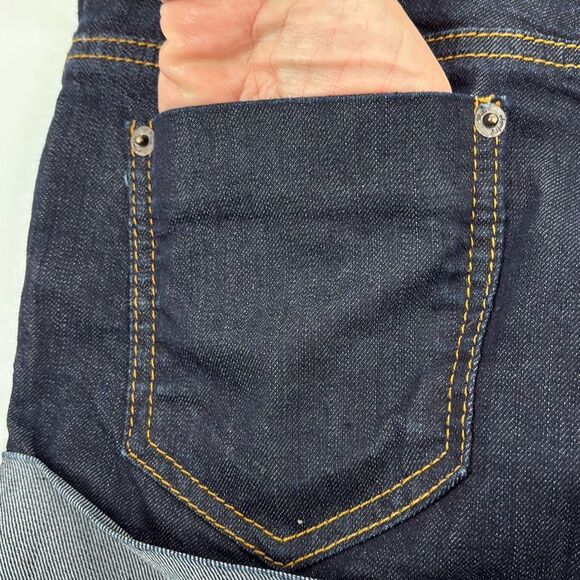 Miss Selfridge UK High Waist Stretch Denim‎ Button Shorts Side Zip Dark Blue 0 - Picture 5 of 9